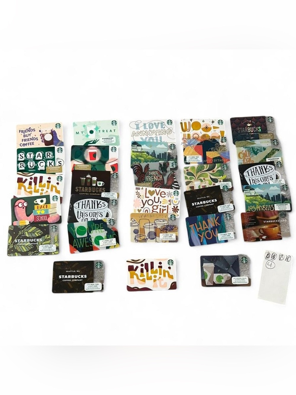 Vintage Y2K Lot of 28 Assorted Starbucks Collectible Gift Cards